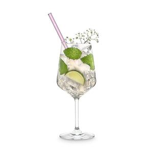 Pailles en verre rose 6x 20 cm droit