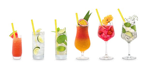 Pailles en verre jaune 6x 20 cm droit - NEON