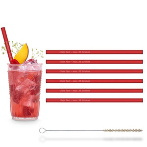 6 Pailles en verre de 20 cm avec gravure personnelle