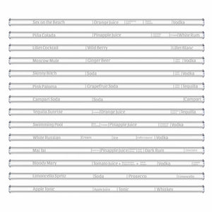 HALM Glasstrohhalme Wählbare Cocktail Rezepte Glasstrohhalme - individuelle Cocktails mit gravierten Maßen für perfektes Mixen - 6er Set