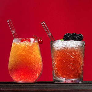 15cm HALM Strohhalme aus glas cocktail von HALM tumbler glas berry bramble rot
