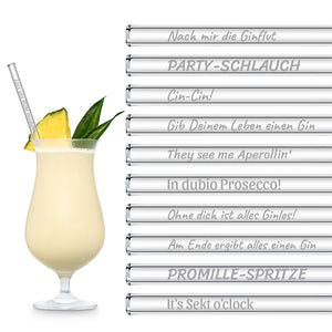 HALM Glasstrohhalme Trinksprüche Party Set 20 Glasstrohhalme mit 20 Lustige Sprüchen Glastrinkhalme Feier Hochzeit