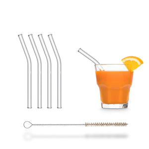Glas strohhalme gebogene für saft 4er set kurz trinkhalm aus glas wiederverwendbare