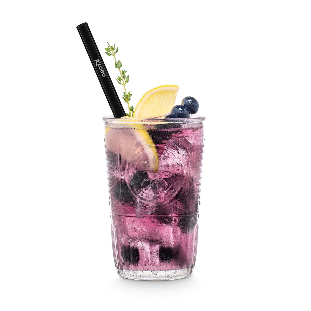 Pailles en verre noir 6x 20 cm droit