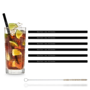 6 Pailles en verre de 20 cm avec gravure personnelle