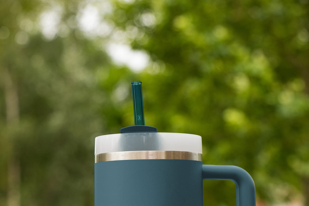 6x 30 cm Pailles en verre Stanley bleues pour gobelets 40oz & Quencher & bouteilles 3 nuances de bleu