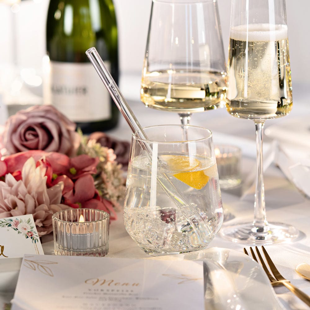 HALM Glasstrohhalme 50x 27cm Glasstrohhalme mit Gravur für Flaschen von 0,33 bis 0,5 Liter für Jeden Anlass