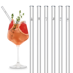 HALM Strohhalme aus glas nachhaltige weihnachtsgeschenk cocktail trinkhalm mit gravur christmas gift glass straws set 6