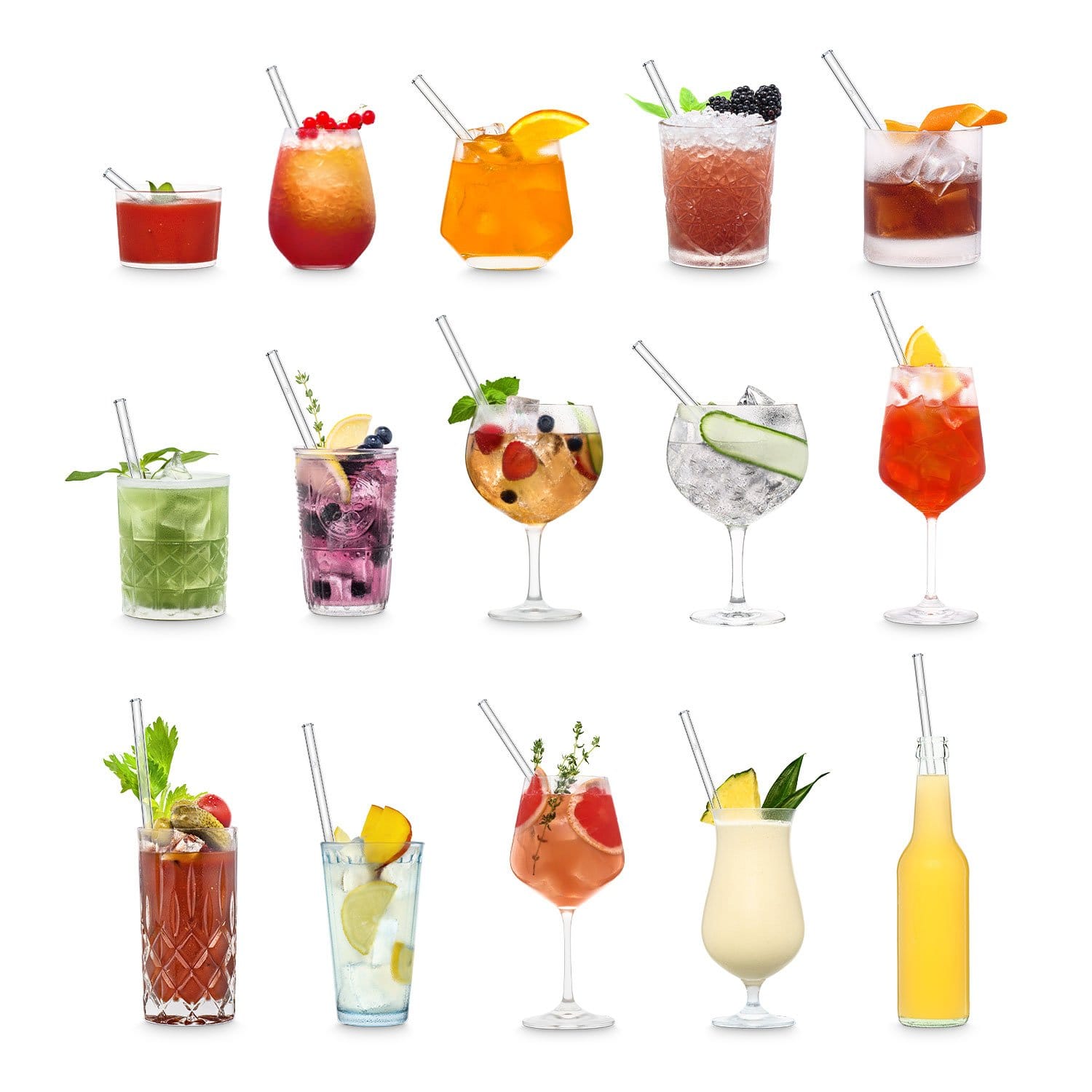 Livre de cocktails Cocktails pour Pailles en verre - Recettes de cocktails  classiques conçues pour les boissons avec des paille