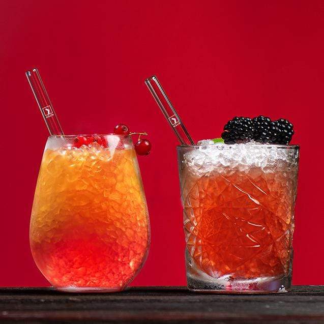 15cm HALM Strohhalme aus glas cocktail von HALM tumbler glas berry bramble rot