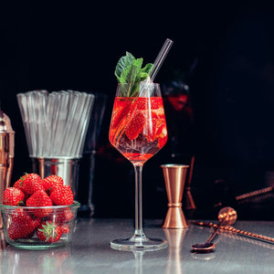 HALM Glasstrohhalme Wählbare Mocktail Rezepte Glasstrohhalme - individuelle alkoholfreie cocktails mit gravierten Maßen für perfektes Mixen - 6er Set