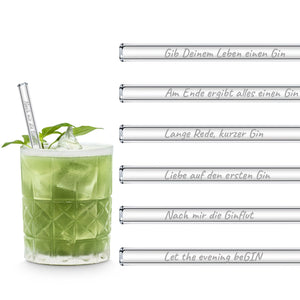 Lustigen Sprüche Geschenk mit GIN-Spruechen gravierte glastrinkhalme fuer gin cocktails party gift Gin Basil Smash Cocktail