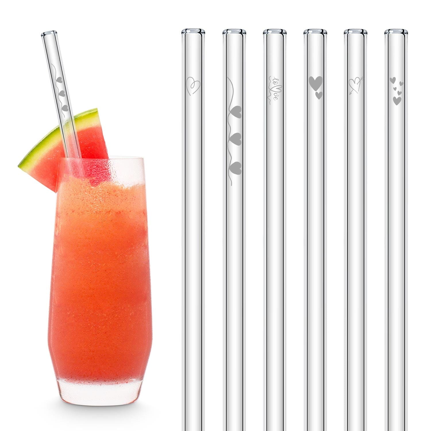 Valentinstag Geschenkidee frauen frau geschenke herz symbole motiven gravierte glas strohhalme trinkhalme nachhaltige geschenk für die liebe